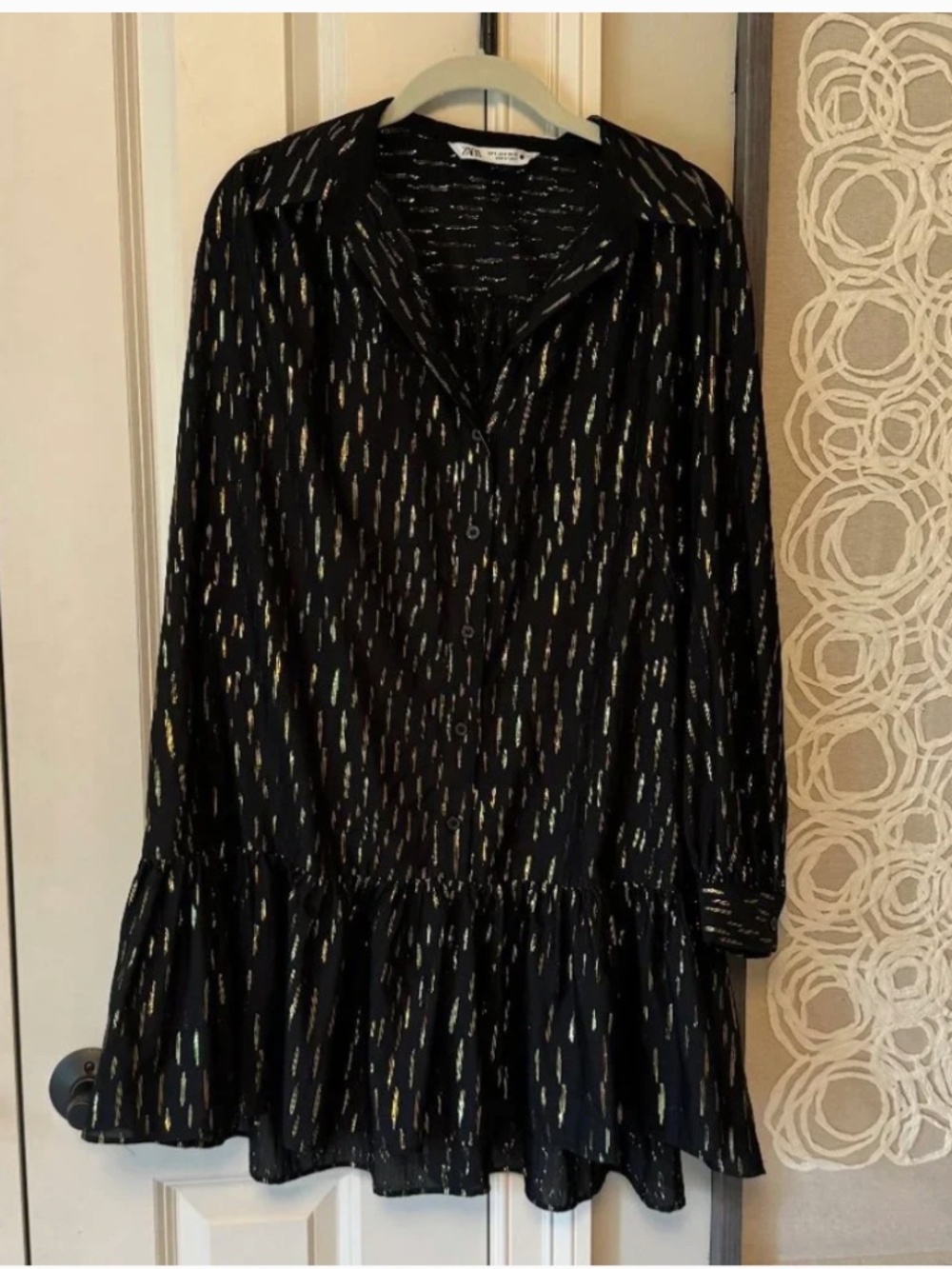 Zara Black and Gold Sheer Dress Size Small